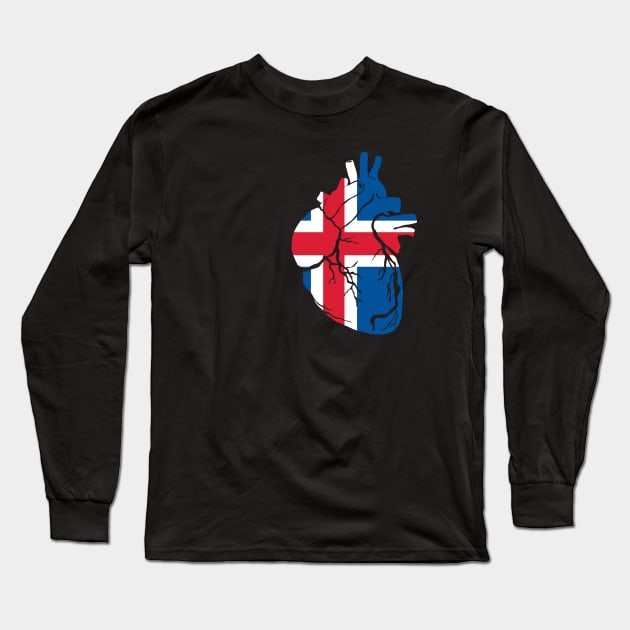 Anatomical heart design, Iceland flag Long Sleeve T-Shirt by Bun Art Store